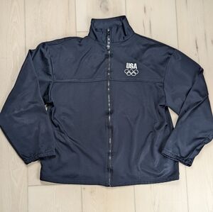 VTG Olympic Committee Full Zip Jacket XL Black Fleece‎ Warm Up Track Made in USA